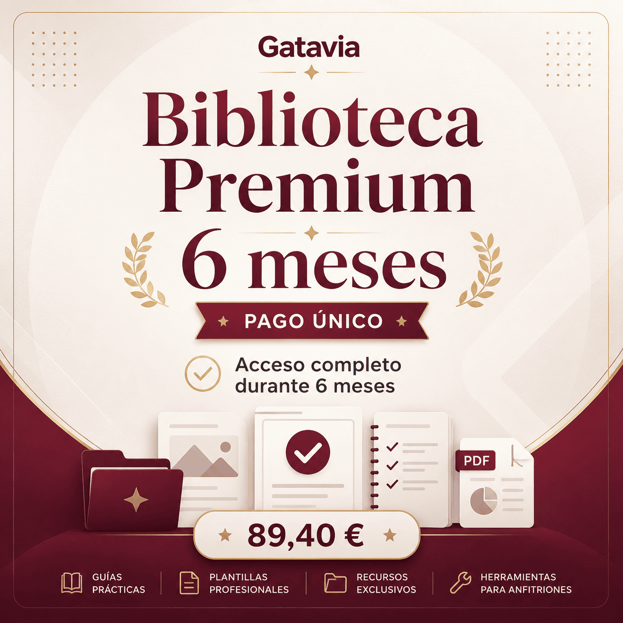 Biblioteca Premium de Gatavia con acceso completo durante 6 meses por 89,40 € en pago único.