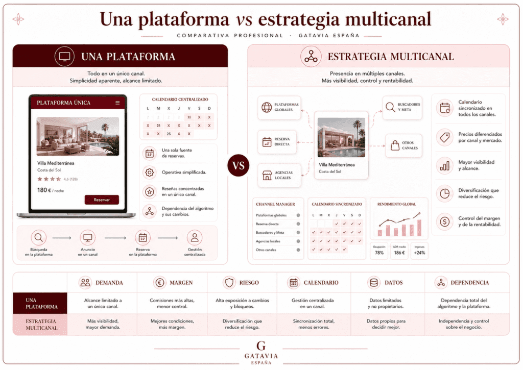 Una plataforma vs estrategia multicanal en vivienda turística