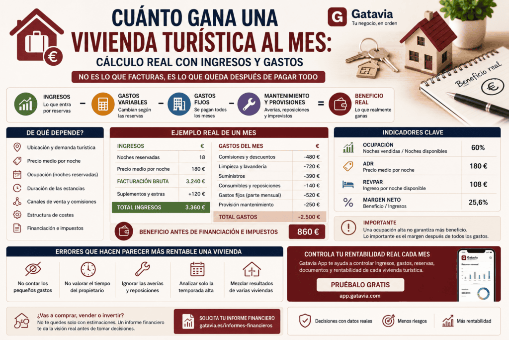 Cuánto gana una vivienda turística al mes: cálculo real