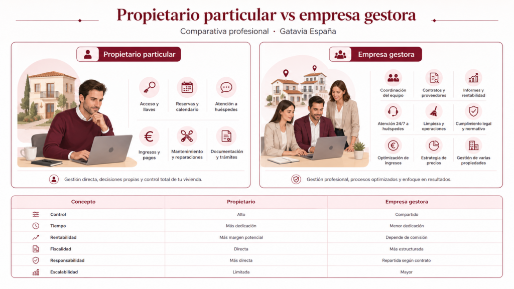 Propietario particular vs empresa gestora en vivienda turística