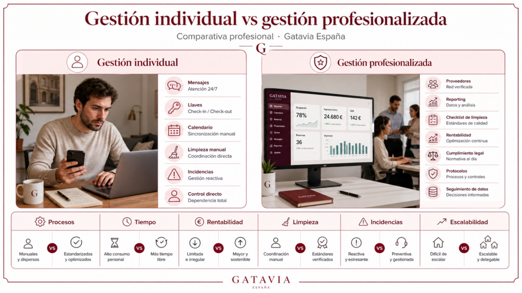 Gestión individual vs gestión profesionalizada en vivienda turística