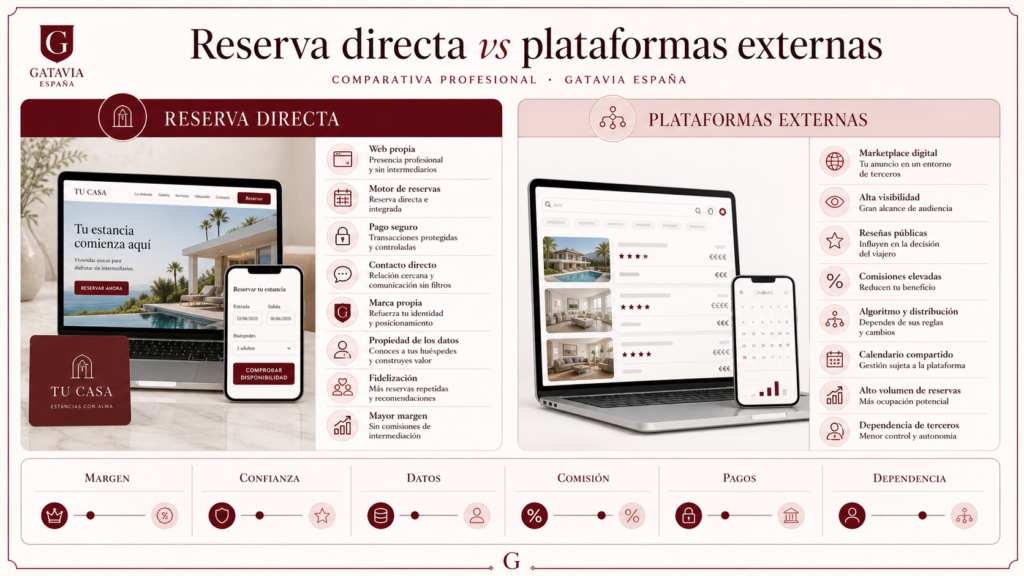Reserva directa vs plataformas externas en vivienda turística