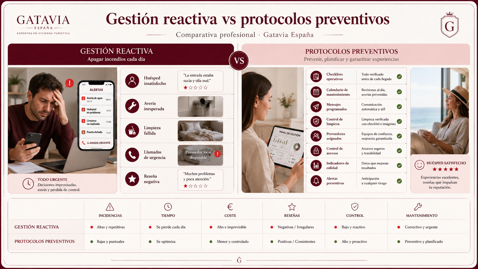 Gestión reactiva vs protocolos preventivos en vivienda turística