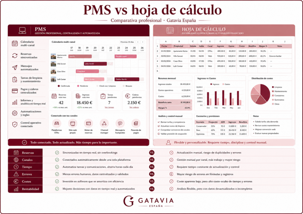 PMS vs hoja de cálculo en vivienda turística