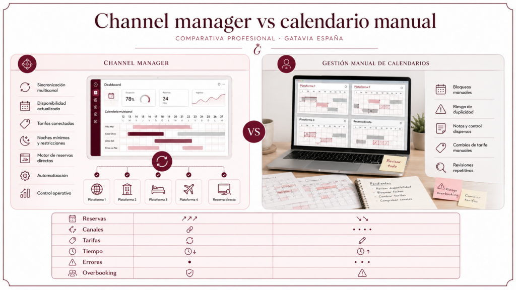 Channel manager vs gestión manual de calendarios en vivienda turística