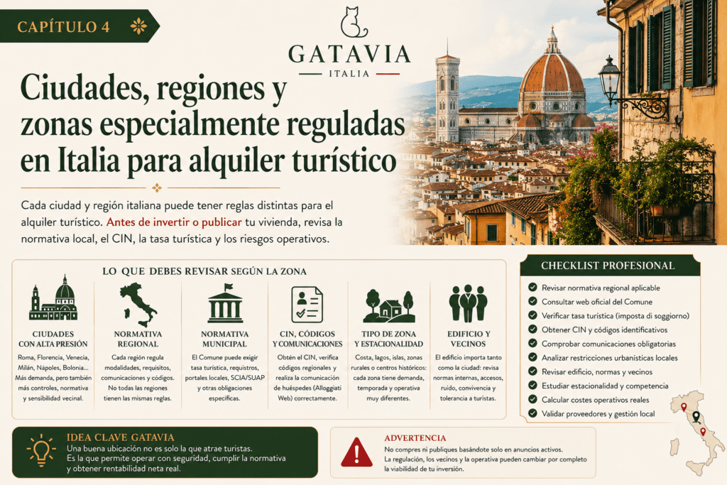 Ciudades, regiones y zonas reguladas para alquiler turístico en Italia