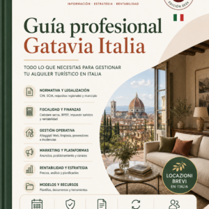 Texto alternativo: Portada de la Guía Profesional Gatavia Italia sobre alquiler turístico, fiscalidad y gestión de vivienda turística en Italia